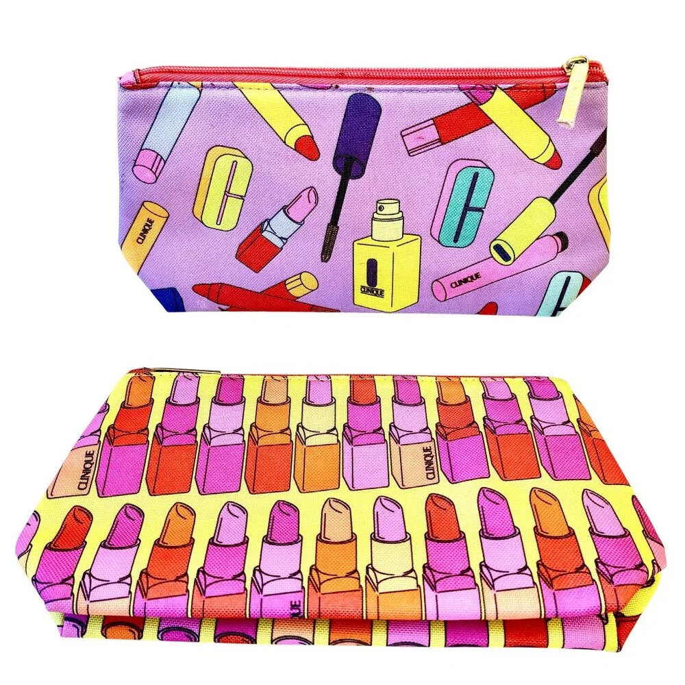 CLINIQUE Makeup Bag Zipper Pouch Lot of 2 Bags New
